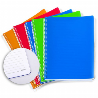 Okul Defteri - 80gr. 120 yaprak A4 Spiralli Gri Çizgili Defter 5'li Set